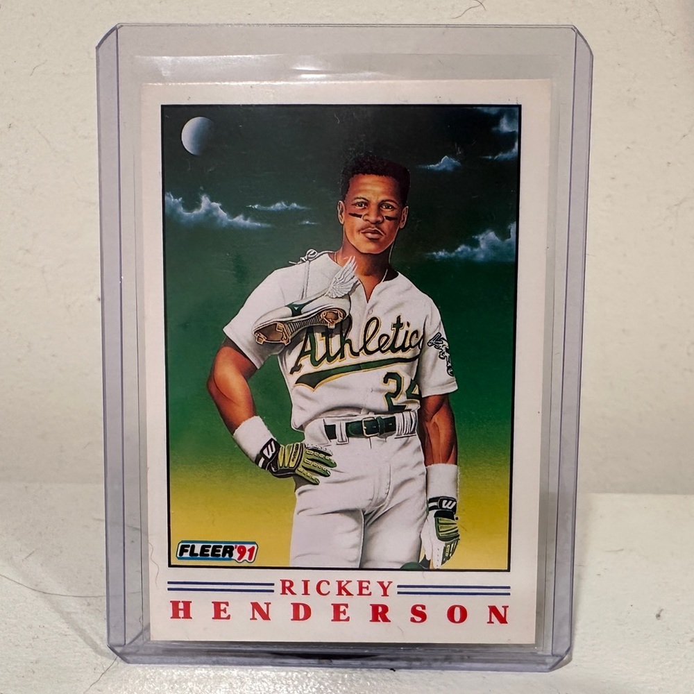 RICKEY HENDERSON 1991 FLEER FACTORY SET PRO VISION #2 OF 4 BASEBALL CARD